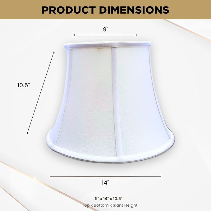 Royal Designs, Inc. BSO-708-14LNWH Modified Bell Basic Lamp Shade, 9 x 14 x 10.5, Linen White