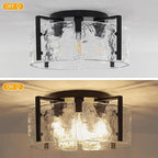 18.5'' Modern Black Semi Flush Mount Ceiling Light, Entryway Light Fixture, 4-Light Glass Ceiling Lights for Hallway Foyer Kitchen Island Dining Room Bedroom Living Room Lighting Fixtures, UL-Listed