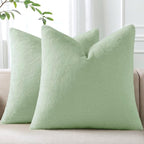 Pallene Faux Fur Plush Throw Pillow Covers 20x20 Set of 2, Soft Fluffy Couch Pillow Covers for Living Room, Sage Green