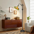 Tiffany Floor Lamp Brown Rabbit Stained Glass Lamp Adjustable Warm Light Upright Reading Lamp Tiffany Style Floor Lamp Bedroom Living Room Study Dining Room Retro Home Decoration Gift（12 inch）