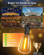 Brightown 202FT Solar String Lights Outdoor Waterproof with Remote, 65+1 LED Shatterproof Bulbs, Dimmable & Timable, 3 Light Modes - Commercial Grade Patio Lights for Garden Backyard Party Decor