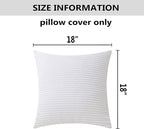 Home Brilliant Pillow Covers 18x18 Striped Corduroy Velvet Cushion Covers Set of 2 Square Decorative Pillowcase, 18 x 18 inch, Creamy White