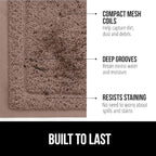 GORILLA GRIP Dirt Grabber Mesh Doormat, Low-Profile, Stain and Fade Resistant Heavy Duty Quick Dry Striped Doormats, Mats for Indoor or Outdoor Entry, Shoe Scraper, Garage Entrance Mat 47x35, Latte