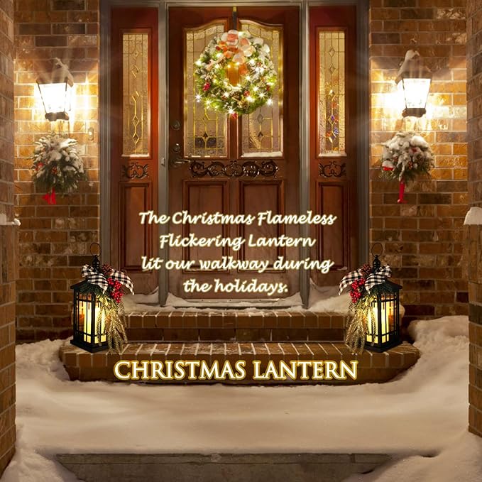 Christmas Decorations Christmas Lantern, Christmas Decorative Candle Lantern, 14 Inch Outdoor Candle Lantern Indoor Home Table Fireplace Farmhouse Decorations, Holiday Xmas Gifts