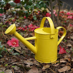 Topadorn Watering Can for Indoor Plants, Outdoor Garden Metal Watering Pot with Handle and Rosehead Modern Style, 11.4”W x 4.72”D x 8.66”H, 55 Oz.,Yellow