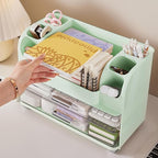 Makeup Organizer with Drawers for Vanity,Bathroom Countertop Organizer with Brushes Holder,Skincare Storage Organizer,Perfect Cosmetic Display Case for Skincare,Lipstick and Beauty Essential (Green)