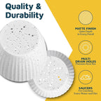 White Gray 6-Inch Plant Pots with Drainage & Saucers 18 Pack, Indoor & Outdoor Planters for Houseplants, Herbs, and Flowers, Durable & Weatherproof Material, Stackable, Lightweight, Minimalist Design