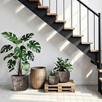 Yundu Concrete Planter Set of 3, 14.5 & 12.6 & 9.8 inch Plant Pot. Vintage Style Woodgrain Concrete Planter with Drainage Holes, Suitable for Home, Garden and Other Indoor and Outdoor décor
