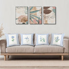 JINYO Vintage Blue and White Striped Floral Pillow Covers 18x18 Set of 4, Floral Decorative Throw Pillow Covers for Living Room Bedroom Home, Flower Room Decor