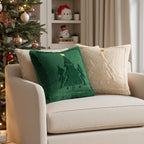 MIULEE Christmas Trees Pillow Covers Set of 2 Decorative Soft Throw Pillows Plush Faux Fur Wool Embroidered Couch Cushion for Holiday Winter Home Decor Chair Sofa Bedroom Living Room,Green 18x18inch