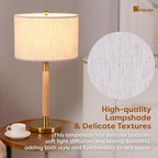 LED Bedside Lamp for Bedroom, Modern Desk Lamp with Dimmable Switch and Bulb, Wood Table Lamp for Nightstand, Desk Reading Lamp for Kids Room Living Room Office, Natural Wood Finish