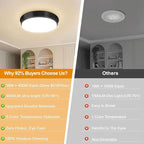 36W Black Flush Mount LED Ceiling Lights, 13in 4000lm Super Bright Dimmable LED Ceiling Light Fixtures, 2700K/3000K/4000K/5000K/6500K Adjust, Modern Ceiling Lamp for Bathroom Hallway, 2-Pack