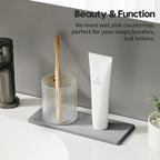 2PCS Bathroom Counter Vanity Trays, Water Absorbing Diatomite Stone Quick Drying Mat for Kitchen Sink Counter, Dish Rack Soap Dispenser Sponge Holder Caddy Organizer, Light Gray, 9"x 3.5"