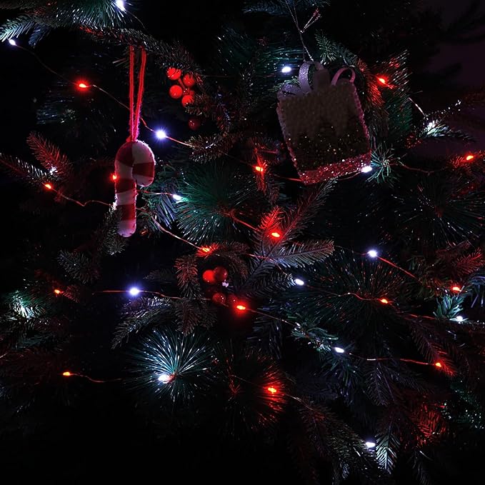 66Ft 200 LED Christmas Fairy Lights Plug in, Waterproof String Lights Outdoor & Indoor 8 Modes with Timer Bedroom Decor, Twinkle Lights for Bedroom Party Christmas Decorations (Red and Cool White)
