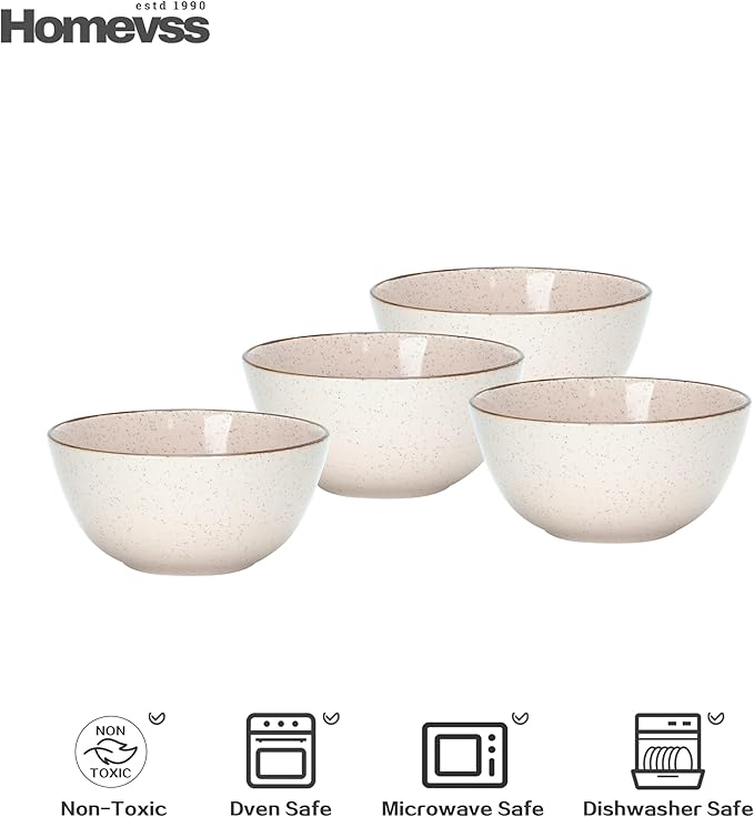 Eur-Nordic Shape Raising Rim 20pc Dinnerware Set, Shiny Glaze Peach with Speckle Effect