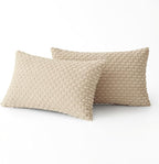 MIULEE Pack of 2 Decorative Lumbar Throw Pillow Covers 12x20 Inch Soft Boho Striped Textured Corduroy Pillow Covers Modern Farmhouse Home Decor for Couch Bed Sofa Living Room Beige