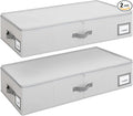Cupic Cupid Under Bed Storage Containers, Foldable Organizer with Lid for Bedroom, Underbed Storage Box for Blankets, Clothes, Shoes, 2 Pack, Grey