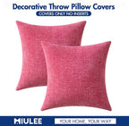 MIULEE Pack of 2 Couch Throw Pillow Covers 20x20 Inch Soft Hot Pink Chenille Pillow Covers for Sofa Living Room Solid Dyed Pillow Cases