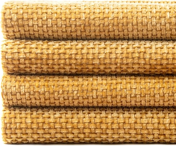 MIULEE Pack of 4 Couch Throw Pillow Covers 18x18 Inch Gold Soft Decorative Chenille Pillow Covers Farmhouse Accent Cushion Covers for Boho Home Decor Sofa Bedroom Living Room