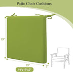 idee-home Outdoor Chair Cushions Set of 4, 19" x 19" Outdoor Seat Cushion Waterproof Patio Furniture with Ties, Dining Chair Pads