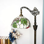 Tiffany Floor Lamp Green Grape Leaf Stained Glass Lamp Tiffany Style Floor Lamp Retro Adjustable Upright Warm Light Reading Lamp Home Decoration Lighting Living Room Bedroom Office Dining Room Study