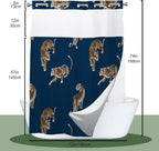 Boho Leopard Cheetah Theme no hook Tropical Forest Wildlife Animal Shower Curtain with Snap in Fabric Liner Set, Detachable Liner,See Through Mesh Top Window,Waterproof Washable 72"W x 74"H
