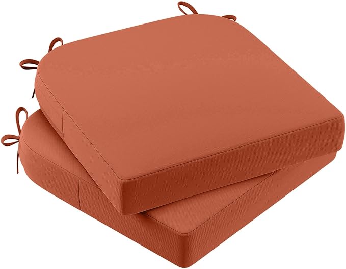 AAAAAcessories Outdoor Seat Cushions for Chairs, Waterproof, Fade-Resistant Patio Furniture Replacement Cushions, 17" x 16" x 2", Set of 2, Rust