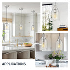 zeyu Pendant Lights Kitchen Island, Modern Kitchen Pendant Lighting Over Island for Dining Room, Brushed Nickel Hanging Lights Fixtures with Clear Glass Shade, ZG33M1L BN