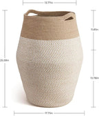 Goodpick Laundry Hamper | Woven Cotton Rope Dirty Clothes Hamper Tall kids Curve Laundry Basket Large, 25.6 x 17.71 Inch