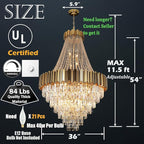 Crystal Chandeliers Modern Chandelier High Ceiling Foyer Entryway 21 Lights Gold Luxury Pendant Hanging Light Fixture for Living Room Entry Way Extra Large Tiered 36'' D x 54'' H