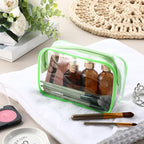 Weewooday 12 Pieces Clear Makeup Bags Cosmetic Storage Bags PVC Zipper Pouches Travel Waterproof Makeup Plastic Case for Women Organizing Toiletries Traveling Bathroom(Medium,Green)