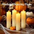 14" x 4" Large Outdoor Candles, Waterproof Flickering LED Flameless Candles with Timer, Battery Operated Candles with Remote Control Realistic Fake Pillar for Patio Porch Lanterns, Ivory 2 Pack