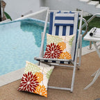 Red Orange Fall Pillow Cover 18X18 Inch Set of 2 Outdoor Waterproof Floral Orange Decorative Pillowcase Decor for Couch Patio Funiture Garden Print Polyester Cushion Cover 01N18