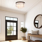 ALICE HOUSE 17.7" Capiz Shell Ceiling Light, Antique Bronze Finish, 4 Light Farmhouse Flush Mount Light for Bedroom, Kitchen, Dressing Room, Dining Room, Entryway AL1701-S4