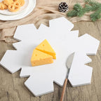 Snowflake Marble Cheese Board Charcuterie Cutting Tray Christmas Snowflake Marble Serving Decorative for Decoration Charcuterie Kitchen(White)