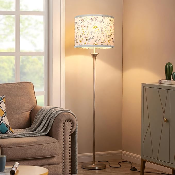 Lamp Shades Set of 2, Drum Lampshades 13" Top x 13" Bottom x 10" High with Spider Fitter, Large Replacement Lamp Shades for Table Lamps, Floor Lamps, Easy Assembly Required (2, Print - A)