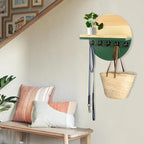Key Holder for Wall with Shelf - Wood Mail Organizer and Rack with Shelf Hooks Wall Mounted for Entryway Decor Magazines Letter Storage Farmhouse Living Room Bedroom Doorway Green