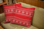 CAPSCEOLL 2PCS Red Pillow Covers Decorative 16X16Inch Christmas Red Reindeer Snow Snowflake Traditional White Winter Xmas Throw Pillow Covers for Bedroom Sofa Living Room Pillow Covers Decorative