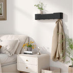 Coat Rack Wall Mount Entryway Organizer Modern Key Holder Wall Mount with Wooden Shelf Entryway Hooks for Bedroom Kitchen Hallway Bathroom for Hanging Coats Hats Bags Towels