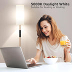 Ambimall 64'' Floor Lamps for Living Room with Remote Control and Stepless Dimmable Colors Temperature & Brightness, 9W Bulb Included(White Lampshade & Brown Pole)