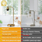 Lynnoland Set of 2 Industrial Table Lamps with USB C+A Ports and Outlet, Brass Fully Stepless Dimmable Bedside Lamps, Nightstand Lamps with Clear Glass Shade for Living Room Office (2 LED Bulb)