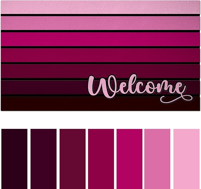 Bulijojo Purplish Red Entrance Door Mat Large 17 x 30 Inch Entry Way Doormat Pink Front Door Rug Outdoor Heavy Duty Welcome Mat, Non Slip Rubber Back Low Profile