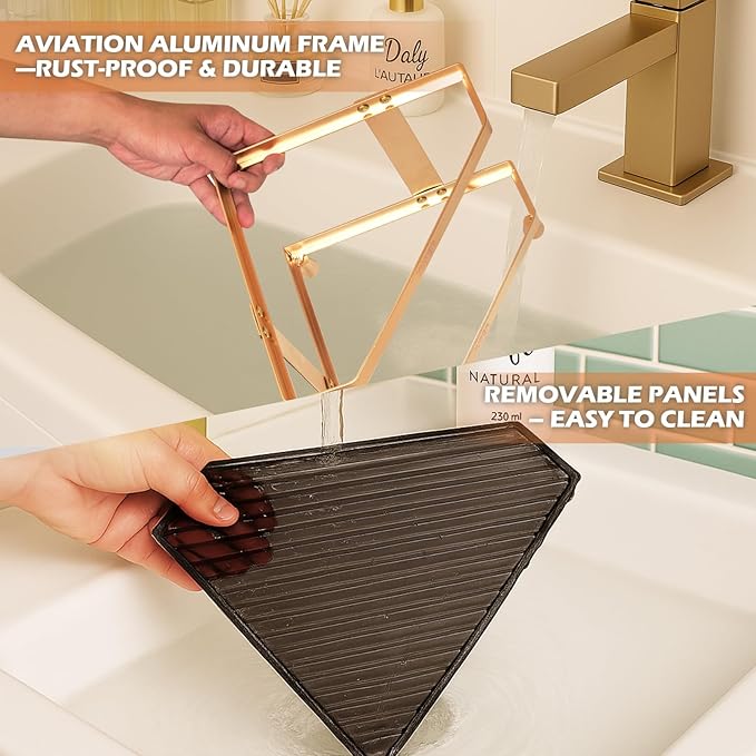YUPER Corner Bathroom Counter Organizer, 2 Tier Countertop Corner Shelf for Perfume, Makeup Organizer, Skincare Organizers, Vanity Storage Tray for Bedroom, Bathroom Sink Shelf