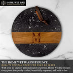 HomeWetBar Personalized Charcuterie Board | Custom 12" Round Black Marble & Acacia Wood Cheese Board | Perfect Housewarming + Wedding + Couples Gift Idea