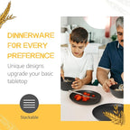 Teivio 40-Piece Kitchen Plastic Wheat Straw Dinnerware Set, Service for 8, Dinner Plates, Dessert Plate, Cereal Bowls, Pasta Bowls, Cups,Unbreakable Outdoor Camping Dishes, Black
