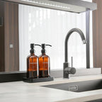 Amber Soap Dispenser Set, Soap Dispenser for Kitchen Sink with Black Stainless Steel Pump, Perfect for Kitchen Accessories Decor. (Amber)
