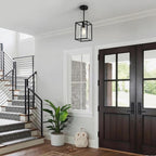2 Pack Black Pendant Lights for Kitchen Island, 1 Light Farmhouse Lantern Pendant Light Fixtures Iron Cage Hanging Light Fixtures with Clear Glass Shade for Dining Room Entryway Hallway Porch
