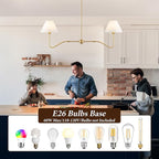 2-Light Gold Modern Linear Chandelier, 55 Inch Farmhouse Kitchen Island Lighting with White Fabric Shades, Dining Room Light Fixtures for Living Room Bedroom, Height Adjustable