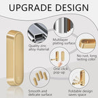 4PCS Foldable Gold Wall Hooks, Heavy Duty Zinc Alloy Folding Wall Hooks, Folding Hidden Coat Hooks Wall Mount Bathroom Foldable Towel Hooks for Hanging Clothes, Bags, Hats, Bathrobes, Keys etc (Gold)