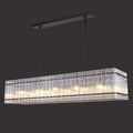 55 Inch Modern Rectangular Black Crystal Glass Chandeliers, Dining Room Chandeliers, for Living Room、Kitchen Island、Foyer, Water Ripple Chandelier, Adjustable Hanging Chandelier